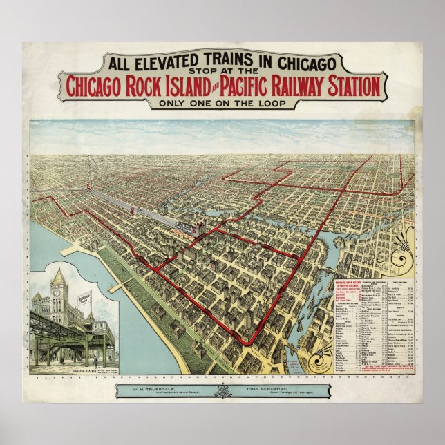 Chicago Elevated Trains (Poole) 1897 - AGED BMB Poster (Front)