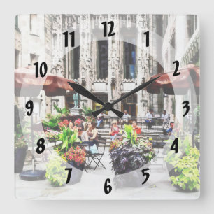 Chicago - Enjoying Lunch on the Magnificent Mile Square Wall Clock