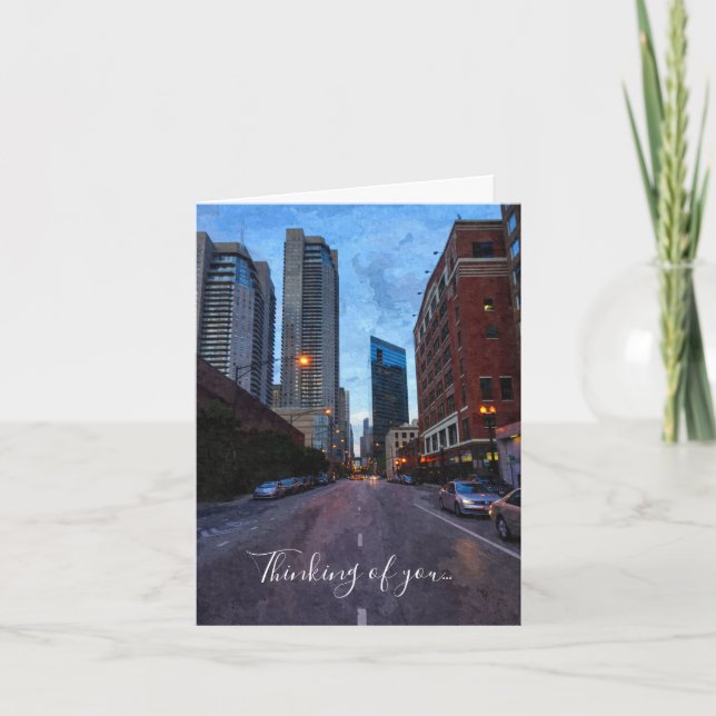 Chicago Evening Drive Thinking Of You Card (Front)