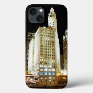 Chicago famous landmark at night iPhone 13 case