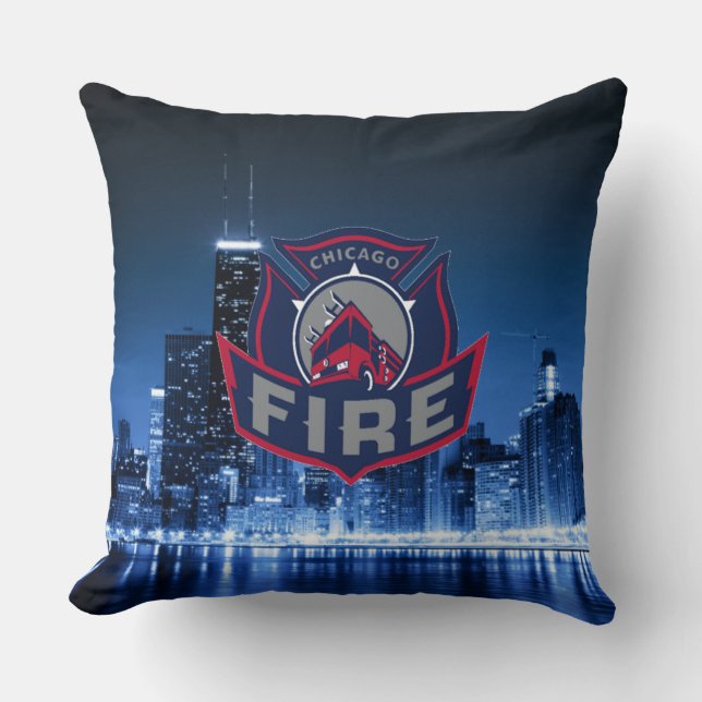 Chicago Fire With Skyline Cushion (Front)