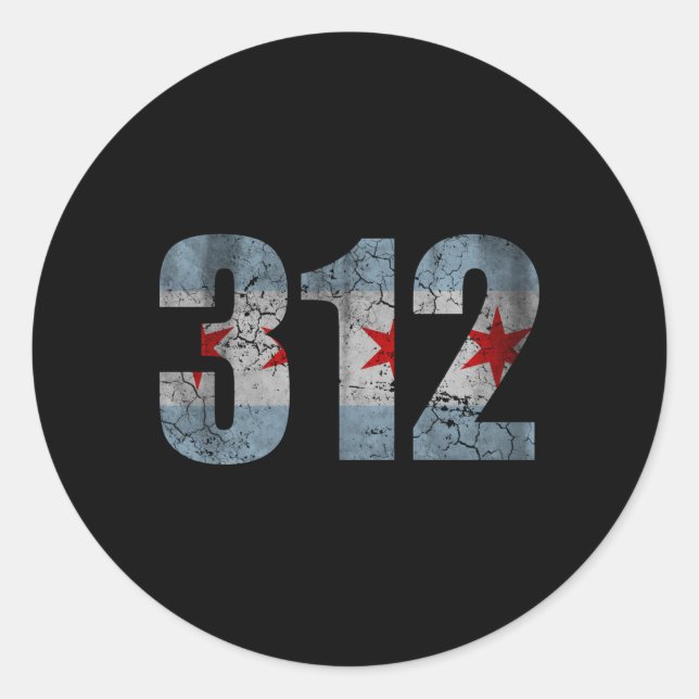 Chicago Flag 312 Fade Classic Round Sticker (Front)