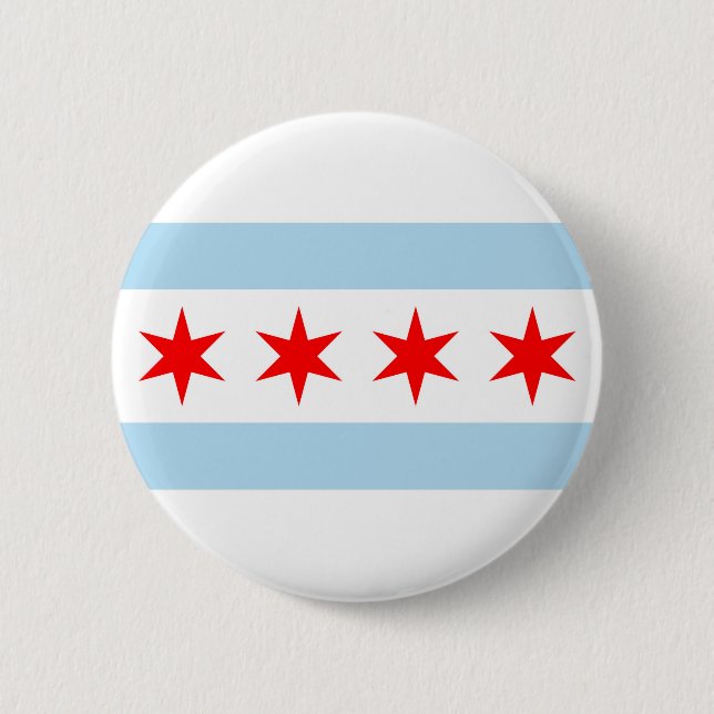 Chicago flag 6 cm round badge (Front)