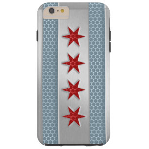 Chicago Flag Brushed Metal Look Tough iPhone 6 Plus Case