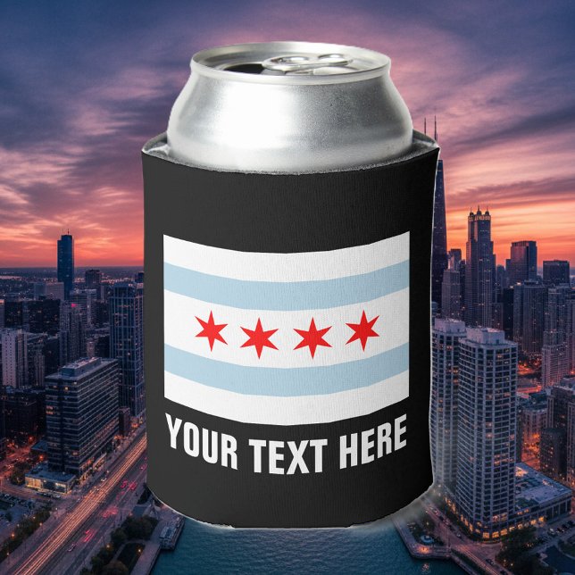 Chicago flag can coolers | Custom beer holder (Chicago city flag can cooler)