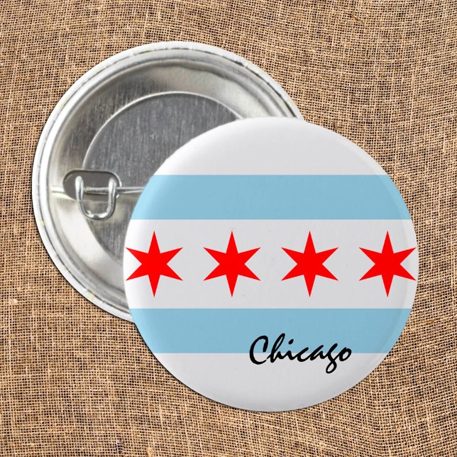 Chicago Flag, City & Illinois State USA / sports 3 Cm Round Badge (Creator Uploaded)