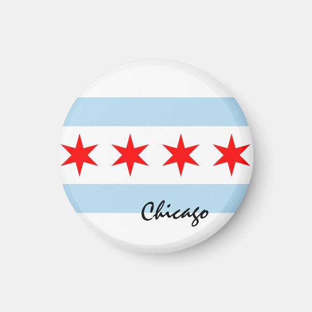 Chicago Flag, City & Illinois State USA / sports Magnet (Front)