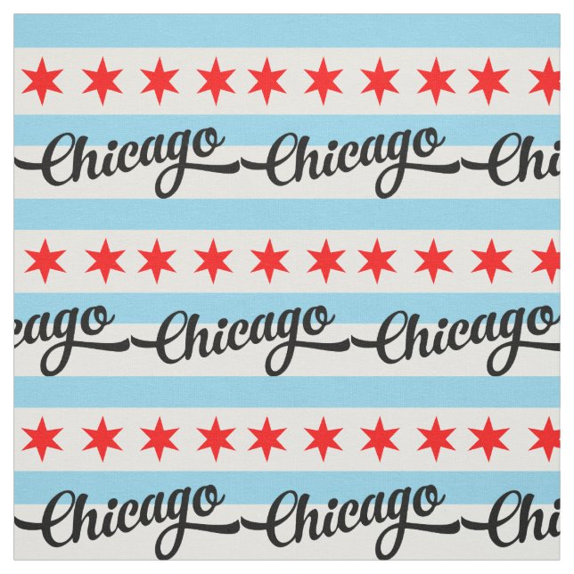Chicago Flag Custom Cotton Pattern Design Yard Ret Fabric (Swatch)