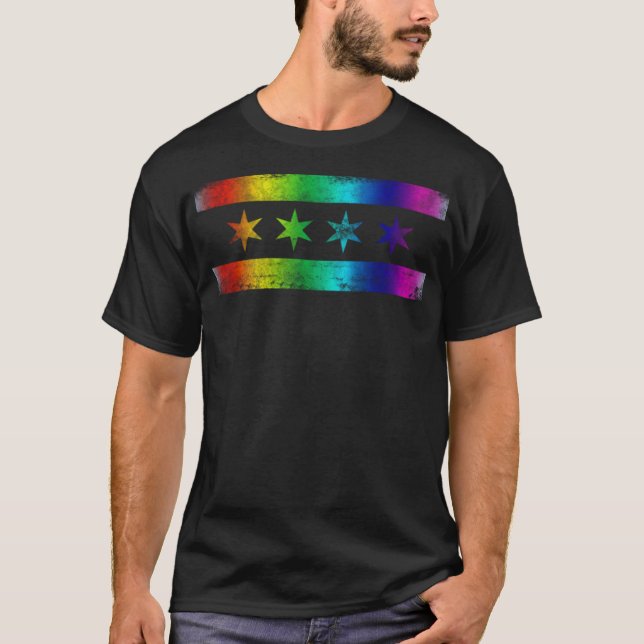 Chicago Flag Gay Pride LGBT Apparel (1)  T-Shirt (Front)