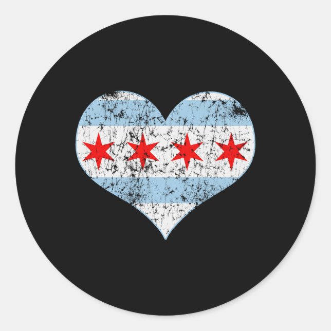 Chicago Flag He Faded Classic Round Sticker (Front)