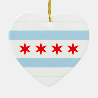 Chicago Flag Heart Ceramic Tree Decoration