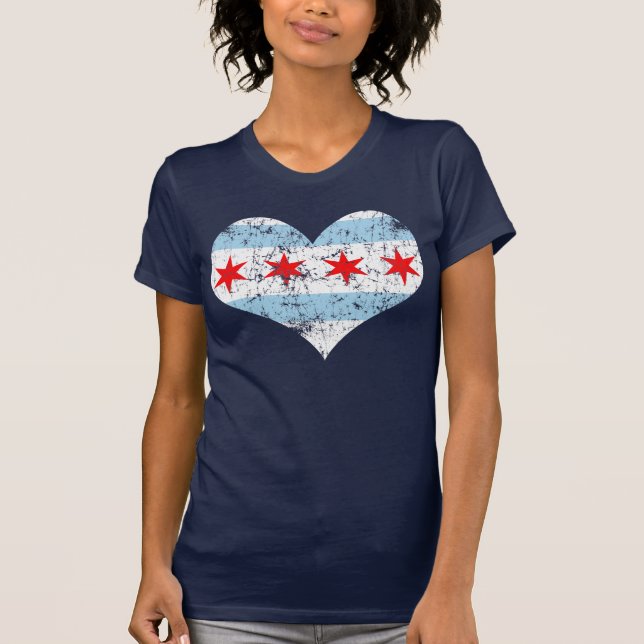 Chicago Flag Heart t shirt (Front)