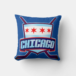 Chicago Flag Hockey Logo Name And Number Cushion