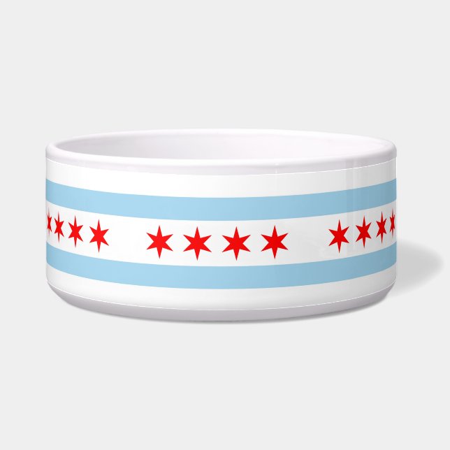 Chicago Flag, Illinois Flag Pet Bowl (Left)