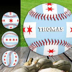 Chicago Flag, Illinois, Monogram / Baseball Balls