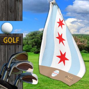 Chicago flag & Illinois monogrammed / golf towel