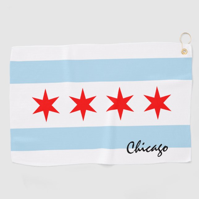Chicago Flag & Illinois State USA golf /sport fans Golf Towel (Horizontal)