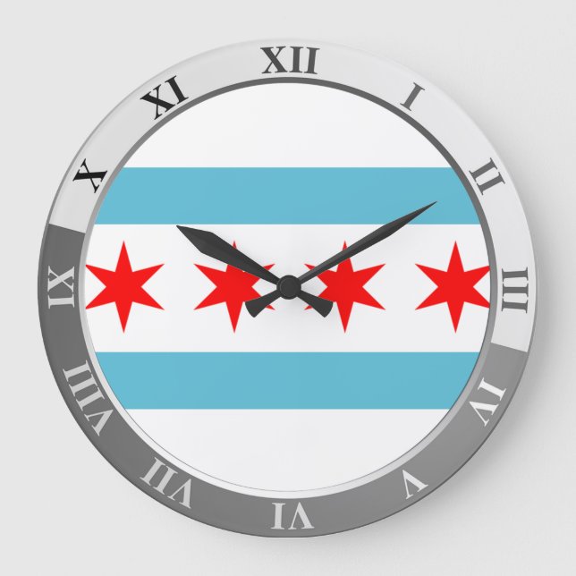 Chicago flag Large Clock (Front)