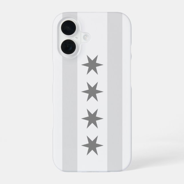 Chicago Flag Noir iPhone 16 Case (Back)