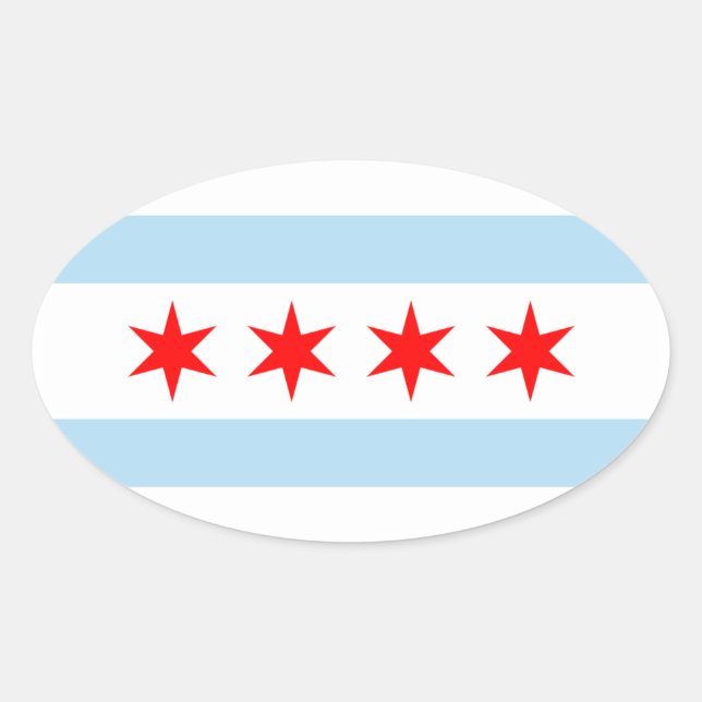 Chicago Flag Oval Sticker (Front)