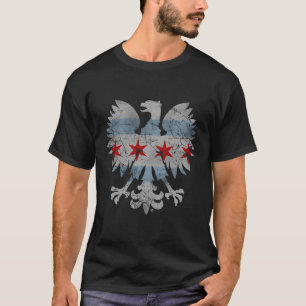 Chicago Flag Polish Eagle Polska Poland Vintage Fa T-Shirt