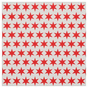 Chicago Flag Red 6-pointed Star Pattern Fabric