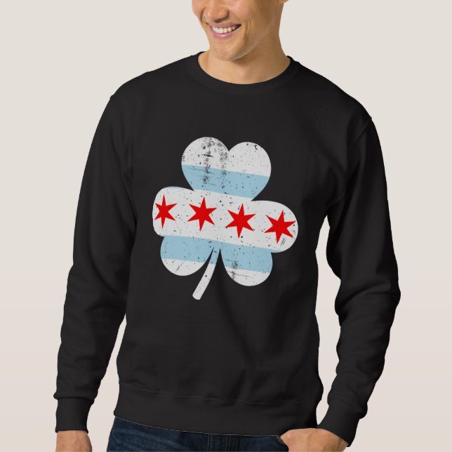 Chicago Flag Shamrock Irish Pride St Patrick s Day Sweatshirt (Front)