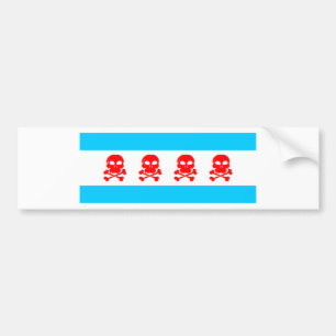 Chicago Flag Skulls Stuff Bumper Sticker