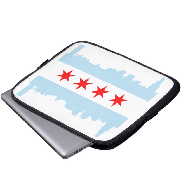 Chicago Flag Skyline Laptop Sleeve (Front Bottom)