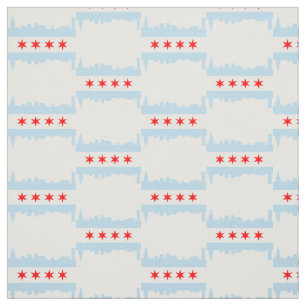 Chicago Flag Skyline Pattern Fabric