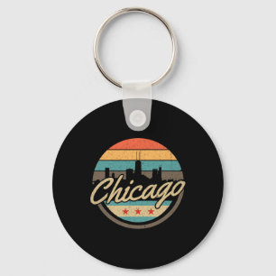 Chicago Flag Skyline Vintage Illinois Usa Souvenir Key Ring