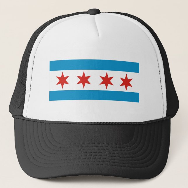 chicago flag trucker hat (Front)
