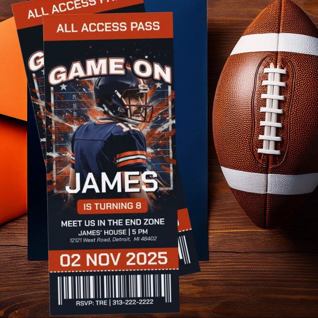 Chicago Football Ticket Birthday Invitation (Creator Uploaded)