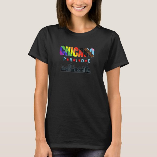 Chicago Gay Pride Rainbow Skyline T-Shirt (Front)