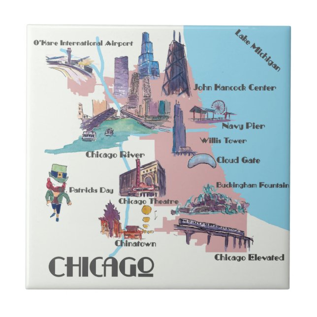 Chicago Georgia Highlights map Tile (Front)