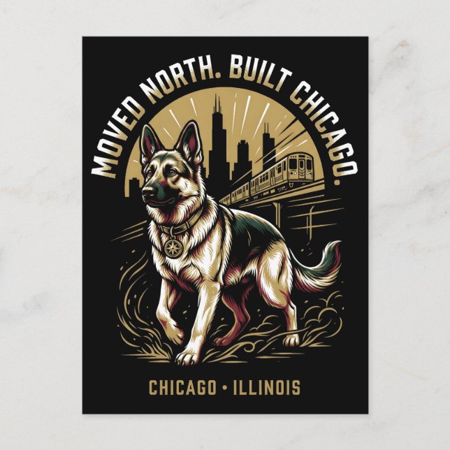 Chicago German Shepherd African Heritage Pride Art Postcard (Front)