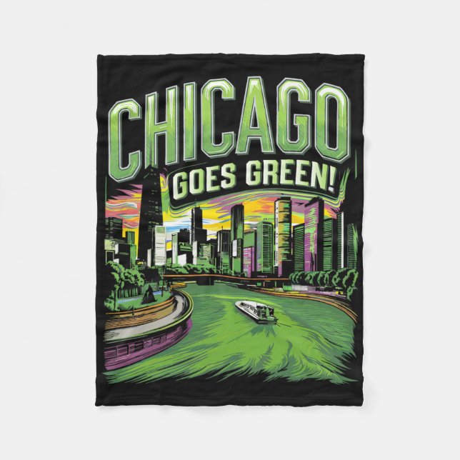 Chicago Goes Green For St. Patrick's Day  Fleece Blanket (Front)