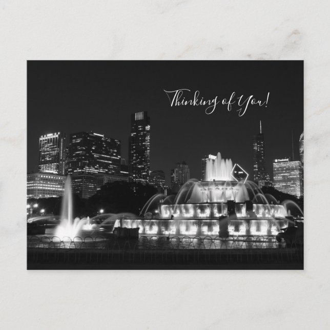 Chicago Grant Park Grayscale Thinking Of You Postcard (Front)
