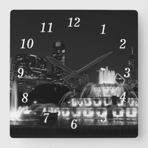 Chicago Grant Park Grayscale Wall Clock
