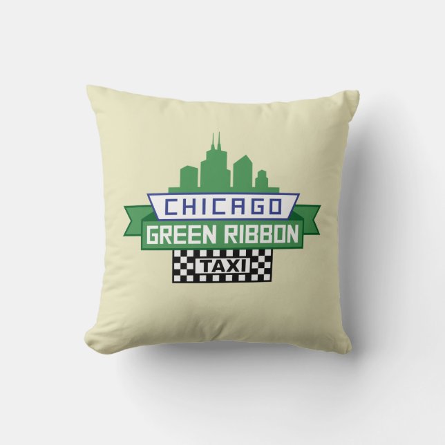 Chicago Green Ribbon Taxi Logo - Fan Art Cushion (Front)