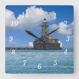 Chicago Harbor Lighthouse Painterly Wall Clock