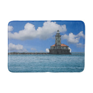 Chicago Harbour Lighthouse Painterly Bath Mat