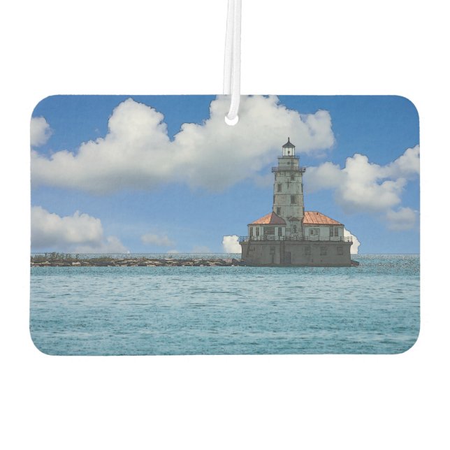 Chicago Harbour Lighthouse Painterly Car Air Freshener (Back)