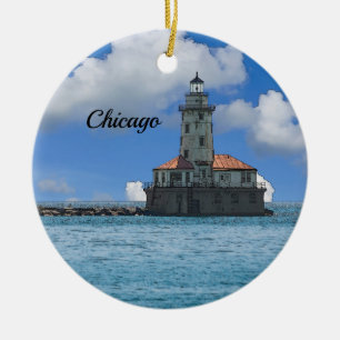Chicago Harbour Lighthouse Painterly Ornament