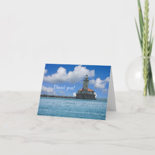 Chicago Harbour Lighthouse Painterly Thank You Car Card
