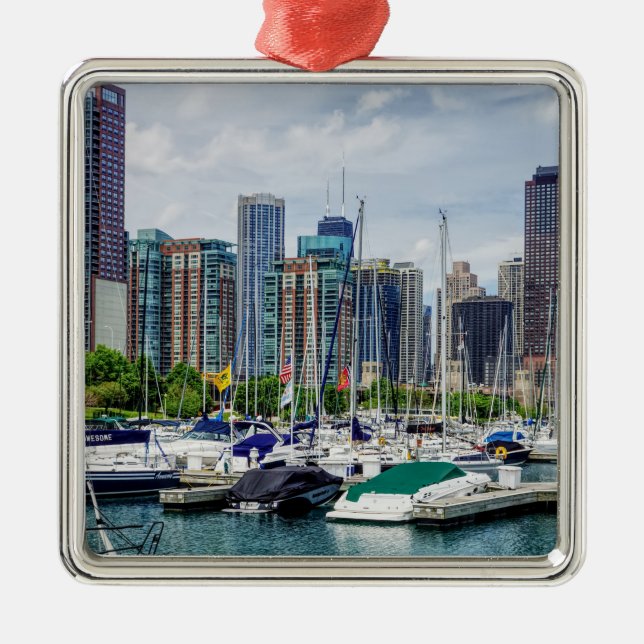 Chicago Harbour Metal Tree Decoration (Front)