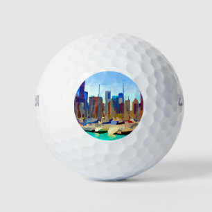Chicago Harbour Skyline Golf Balls