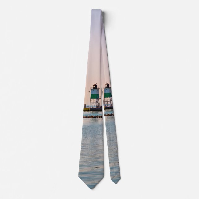 Chicago Harbour Southeast Lighthouse Neck Tie (Front)