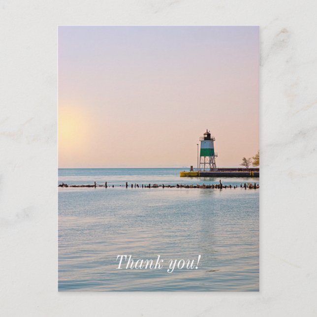 Chicago Harbour Southeast Lighthouse Thank You Postcard (Front)