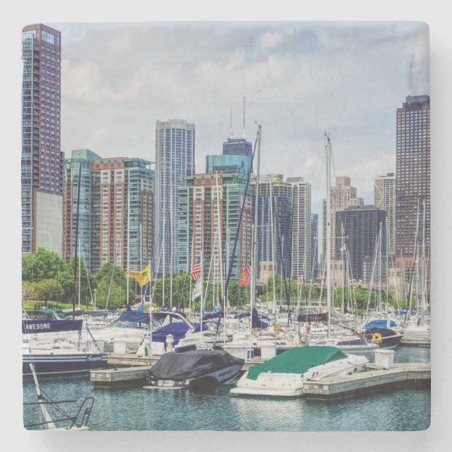 Chicago Harbour Stone Coaster (Front)